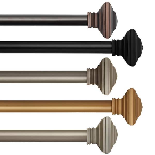 Elrene Florence 48 in. - 86 in. Adjustable 1 in. Window Drapery Single Curtain Rod in Antique Bronze with Square Finial