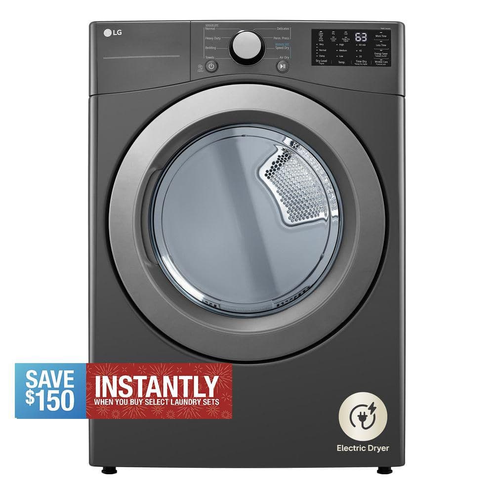 LG 7.4 cu. ft. Vented Stackable Electric Dryer in Middle Black with Sensor Dry Technology