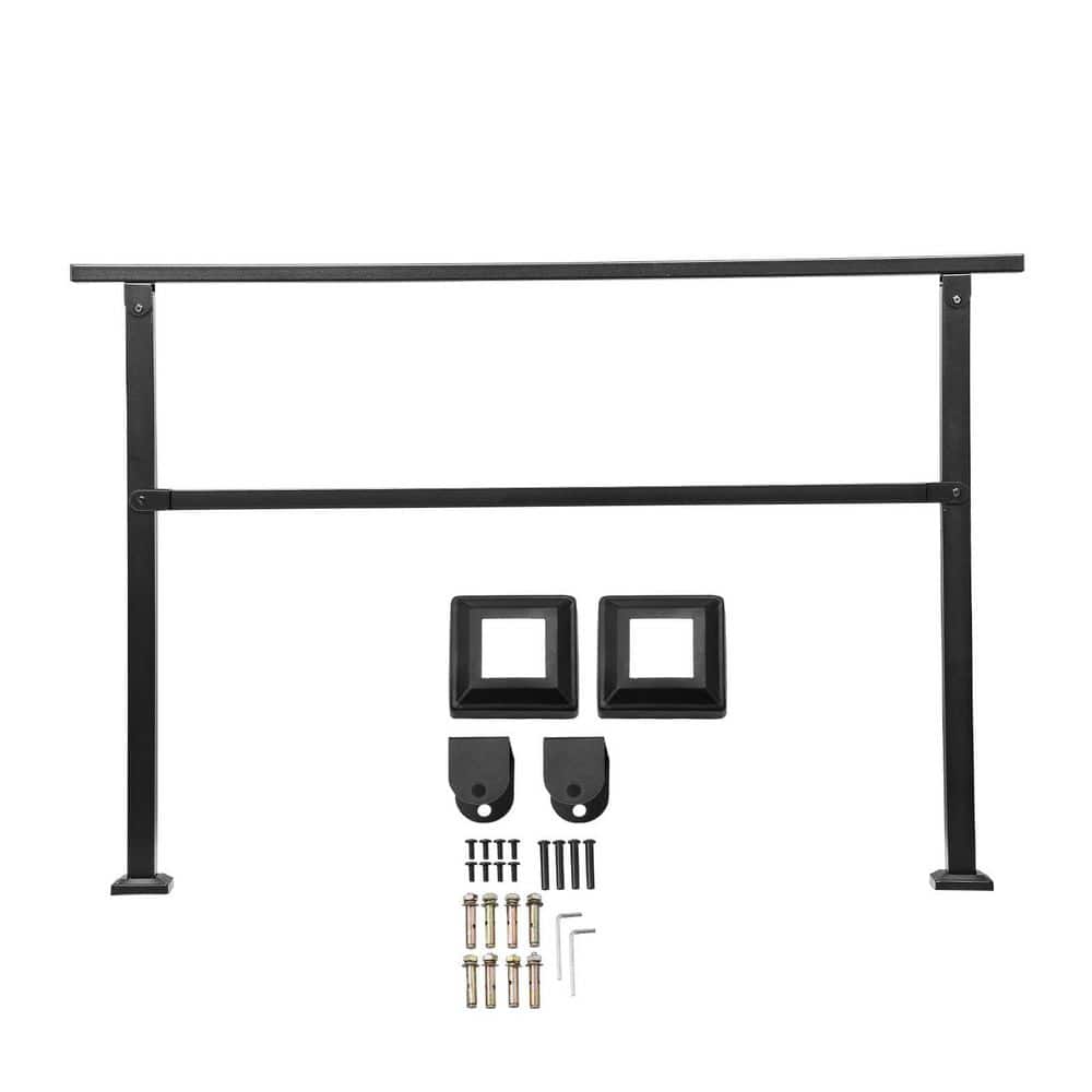 Outdoor Stair Handrails for 4-5 Steps, 36.22 in. x 3.31 in. W Black Durable Steel Stair Railing Kit price history on PriceWatchPro