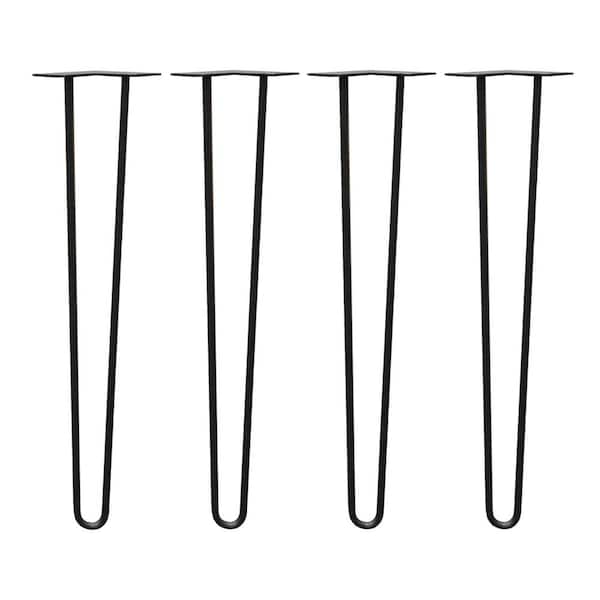 24 in. Black Steel 2-Rod Hairpin Leg (4-Pack)