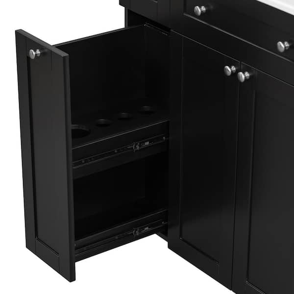 30in.W x18" D x 34" H Bath Vanity in Black Freestanding Abundant Storage Bathroom Cabinet Top with White Ceramic Basin