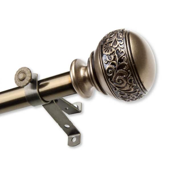 Unbranded 120 in. to 170 in. Adjustable 13/16 in. Douglas Single Curtain Rod in Antique Brass