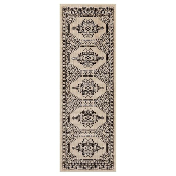 Mohawk Home Benevento Vanilla 2 ft. 4 in. x 7 ft. Medallion Indoor Runner Rug