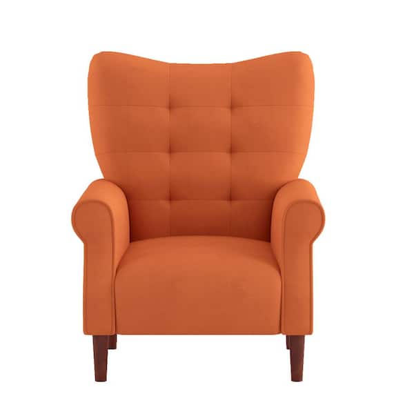 EVERGLADE HOME Cecily Orange Velvet Tufted Back Club Accent Chair