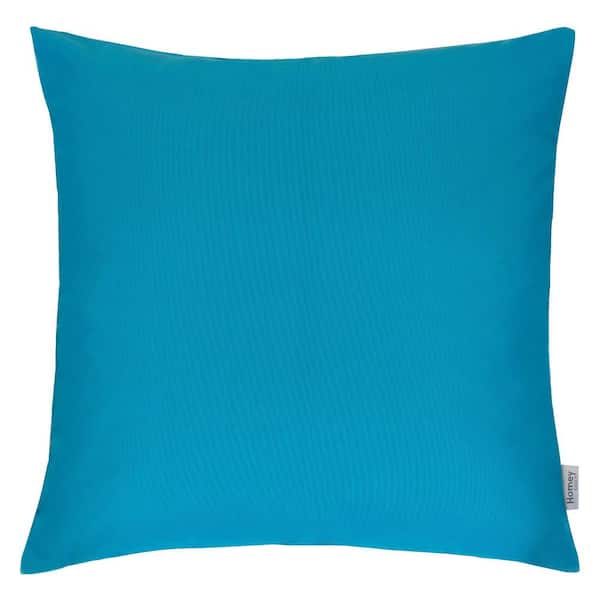 20 in. x 20 in. Blue Polyester Outdoor Throw Pillow, Waterproof Square Decorative Pillow for Patio Furniture