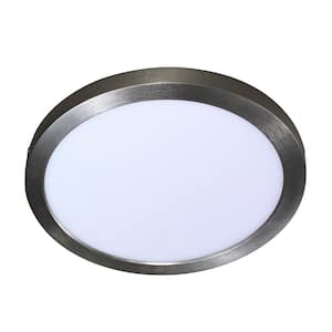 Lawrence 13 in. W with 1-Light Nickel Integrated LED Flush Mount