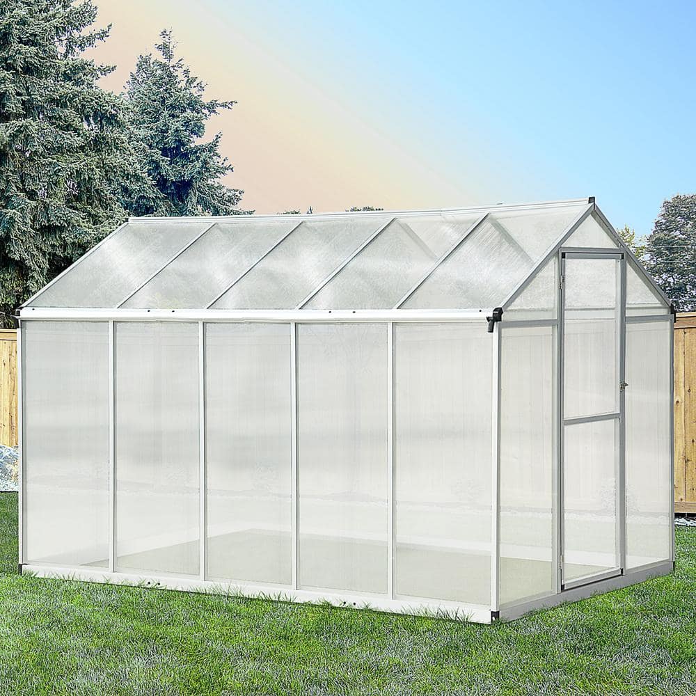 Outsunny 10' x 6' Polycarbonate Walk-In Greenhouse with Roof Vent