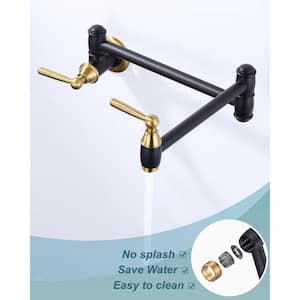 Wall Mounted Pot Filler with Double Joint Swing in Gold and Black