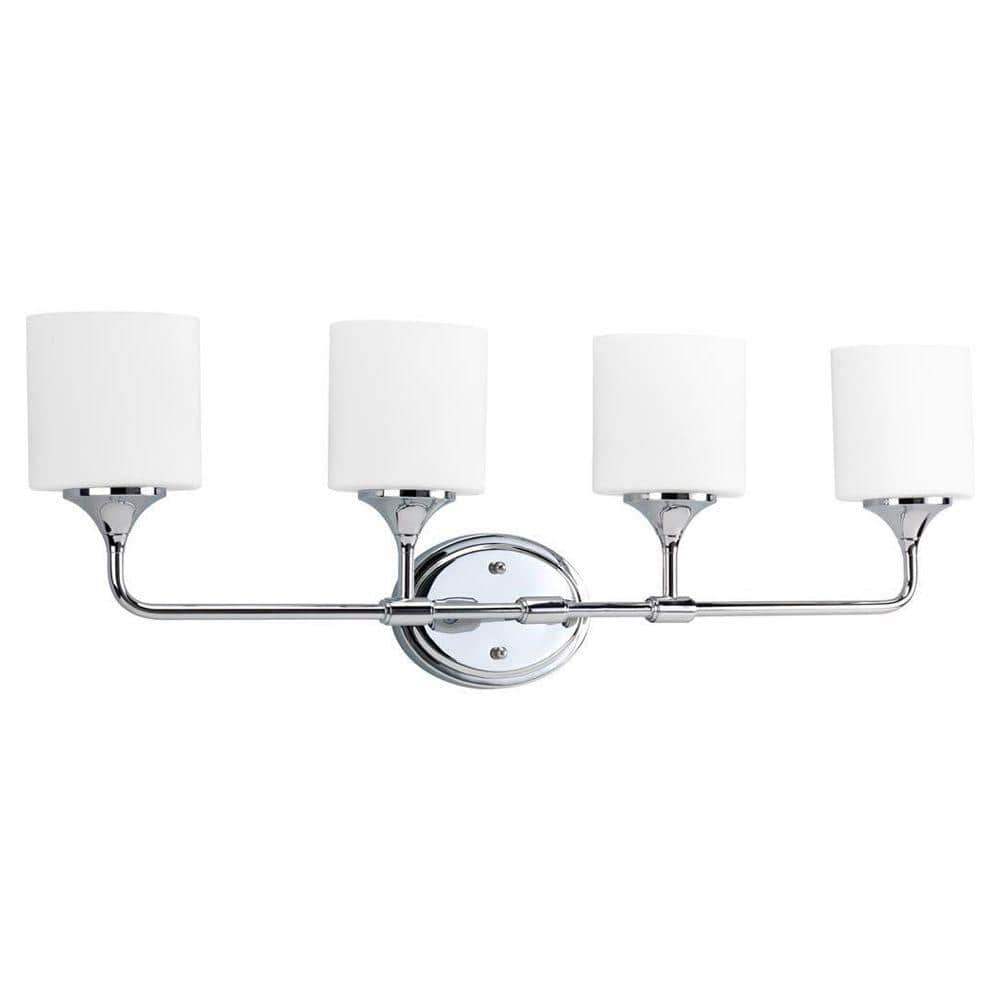 Lynzie Collection 4-Light Polished Chrome Etched Opal Glass Modern Bath Van