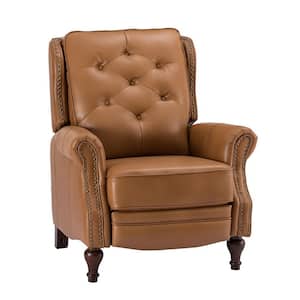 Melantho Camel Genuine Leather Manual Recliner with Solid Wood Legs