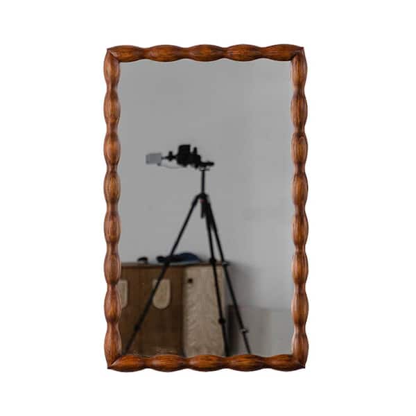Natural Wood 24.02 in W x 36.02 in. H Farmhose Rectangle Wood Framed Mirror Wall Mirror Wall Decor Mirror