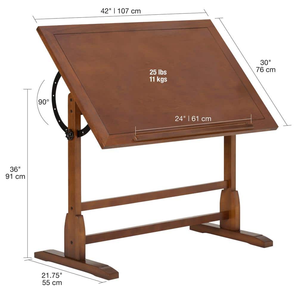 Rustic Oak Solid Wood Traditional Craft Desk