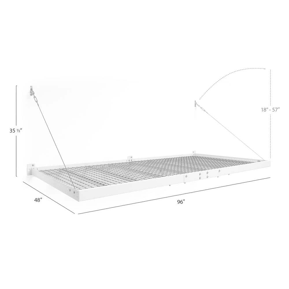 White Steel 4 ft. x 8 ft. Wall Mounted Garage Shelf