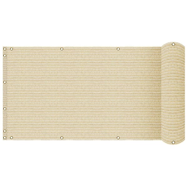 3 ft. x 25 ft. Beige Balcony Privacy Fence Screen with UV Blockage for Balcony Porch Patio Deck Yard