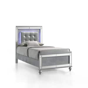Valentino Silver Twin and Full Bed Frame