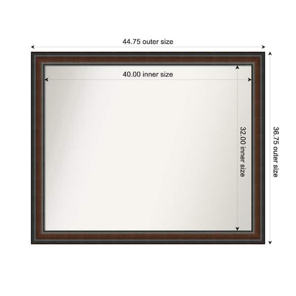 Amanti Art Cyprus Walnut 44.75 in. x 36.75 in. Custom Non-Beveled Wood Framed Bathroom Vantiy Wall Mirror