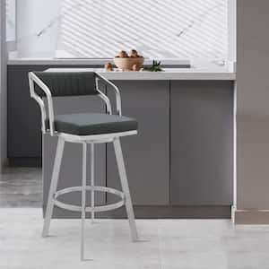 Scranton Grey Swivel Modern Metal and Slate Faux Leather Bar and Counter Stool