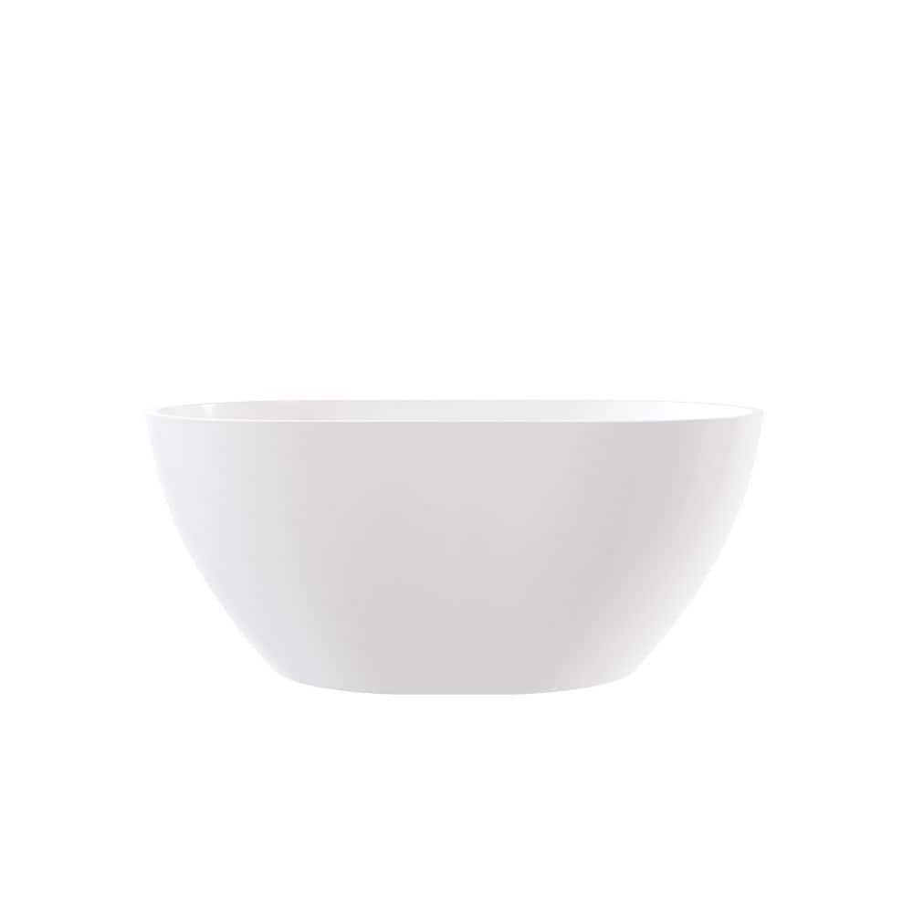 Opal Glossy White Acrylic Oval Freestanding Bathtub 55"
