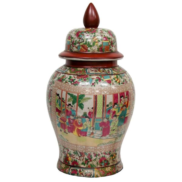 18 in. Porcelain Decorative Vase in Red