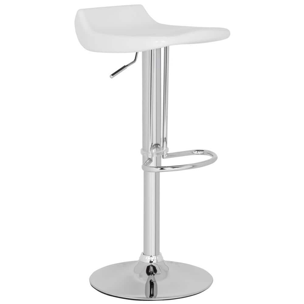 Avish Transitional Swivel Bar Stool in White with Chrome Frame
