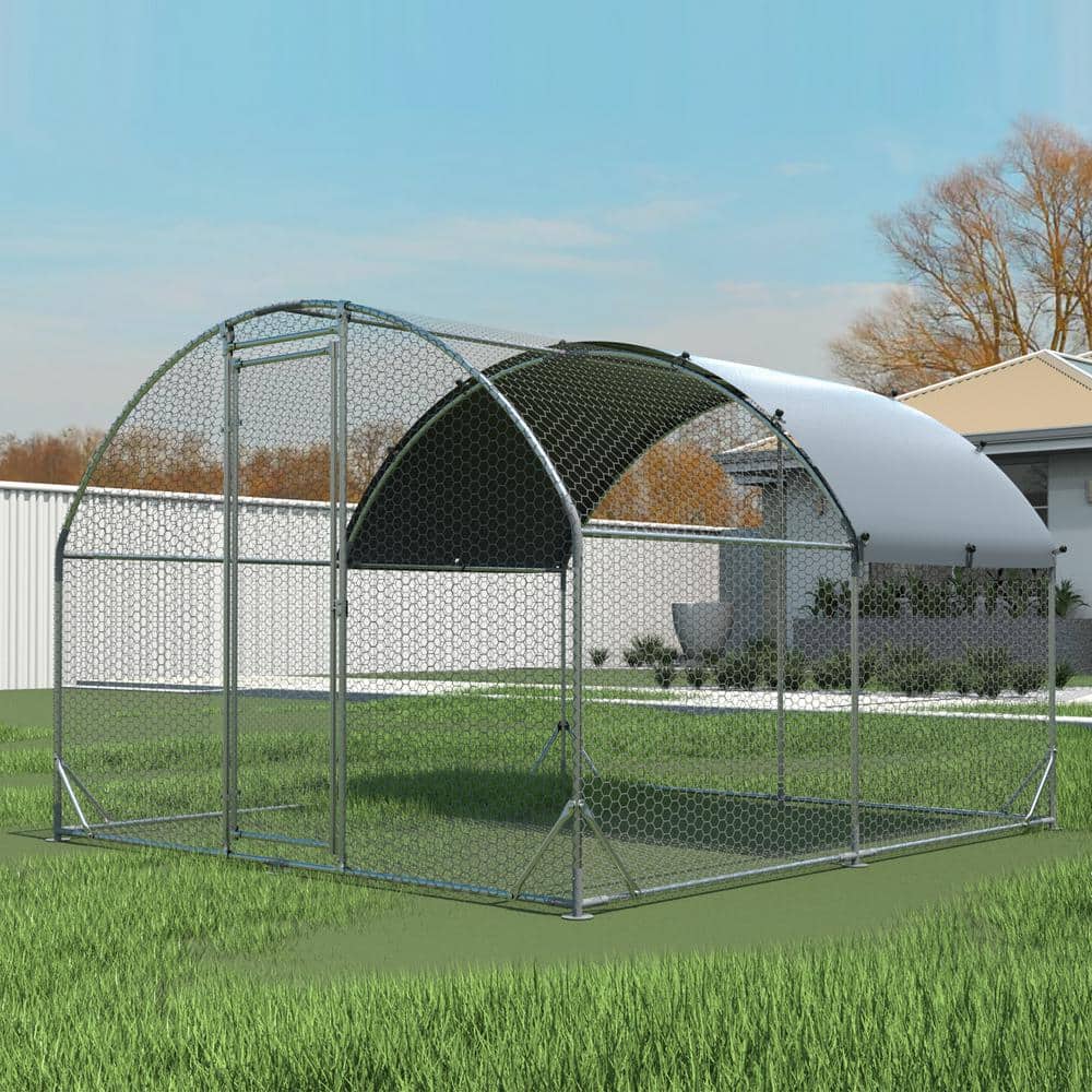12.5 ft. L x 9.2 ft. W x 6.5 ft. H, Large Dome Walk-In Metal Coop with Oxfo