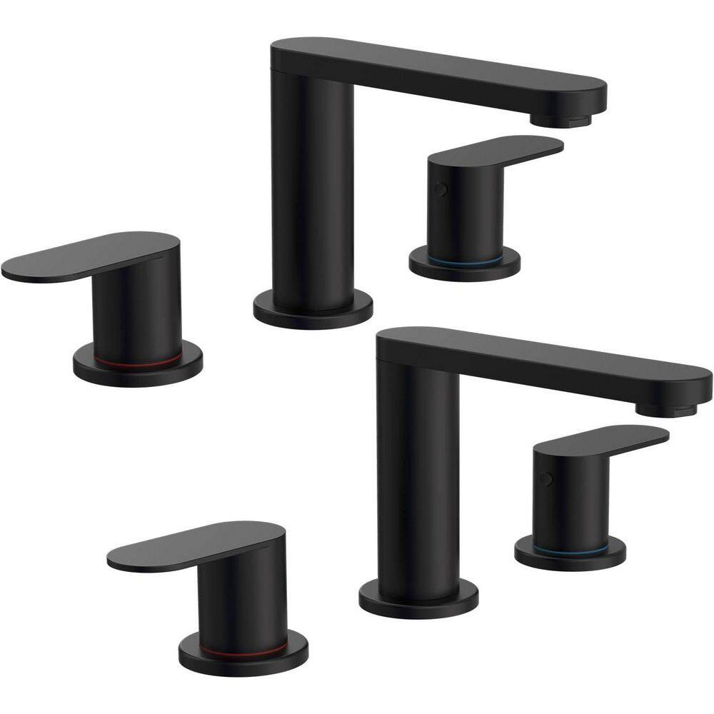 8 in. Widespread 2-Handle Bathroom Sink Faucet with 360° Swivel Spout and Pop-up Drain in Matte Black (2-Pack) price history on PriceWatchPro