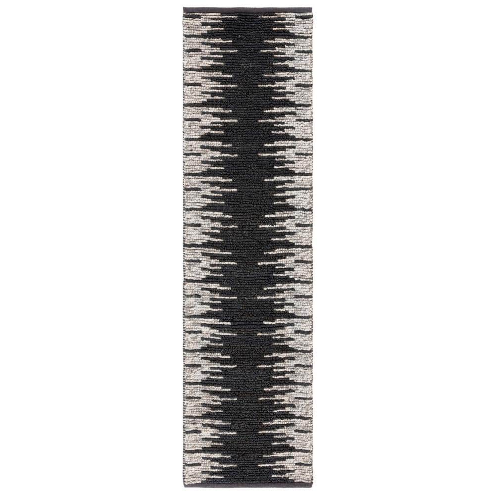 SAFAVIEH Natural Fiber Black/Beige 2 ft. x 8 ft. Transition Marle ...