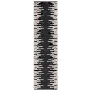 Natural Fiber Black/Beige 2 ft. x 8 ft. Transition Marle Runner Rug