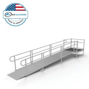 PATHWAY 16 ft. Straight Aluminum Wheelchair Ramp Kit with Solid Surface Tread, 2-Line Handrails and 4 ft. Top Platform