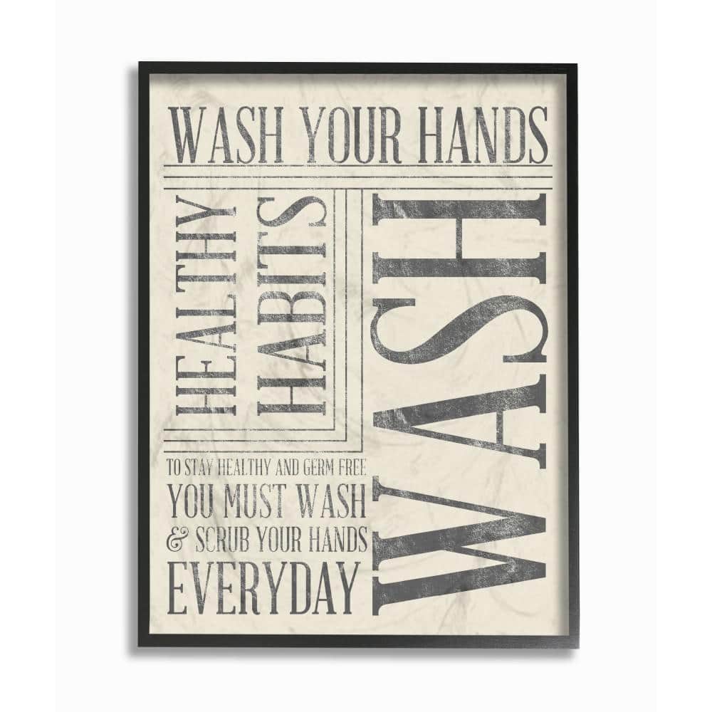 11 in. x 14 in. Wash Your Hands Typography Bathroom Art by Sd Graphics