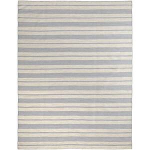 Blue and Ivory 2 ft. x 3 ft. Striped Area Rug