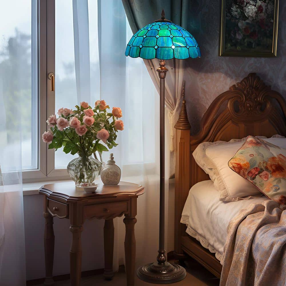 VINPLUS 62 in. Dark Bronze Tiffany Floor Lamp Antique Style