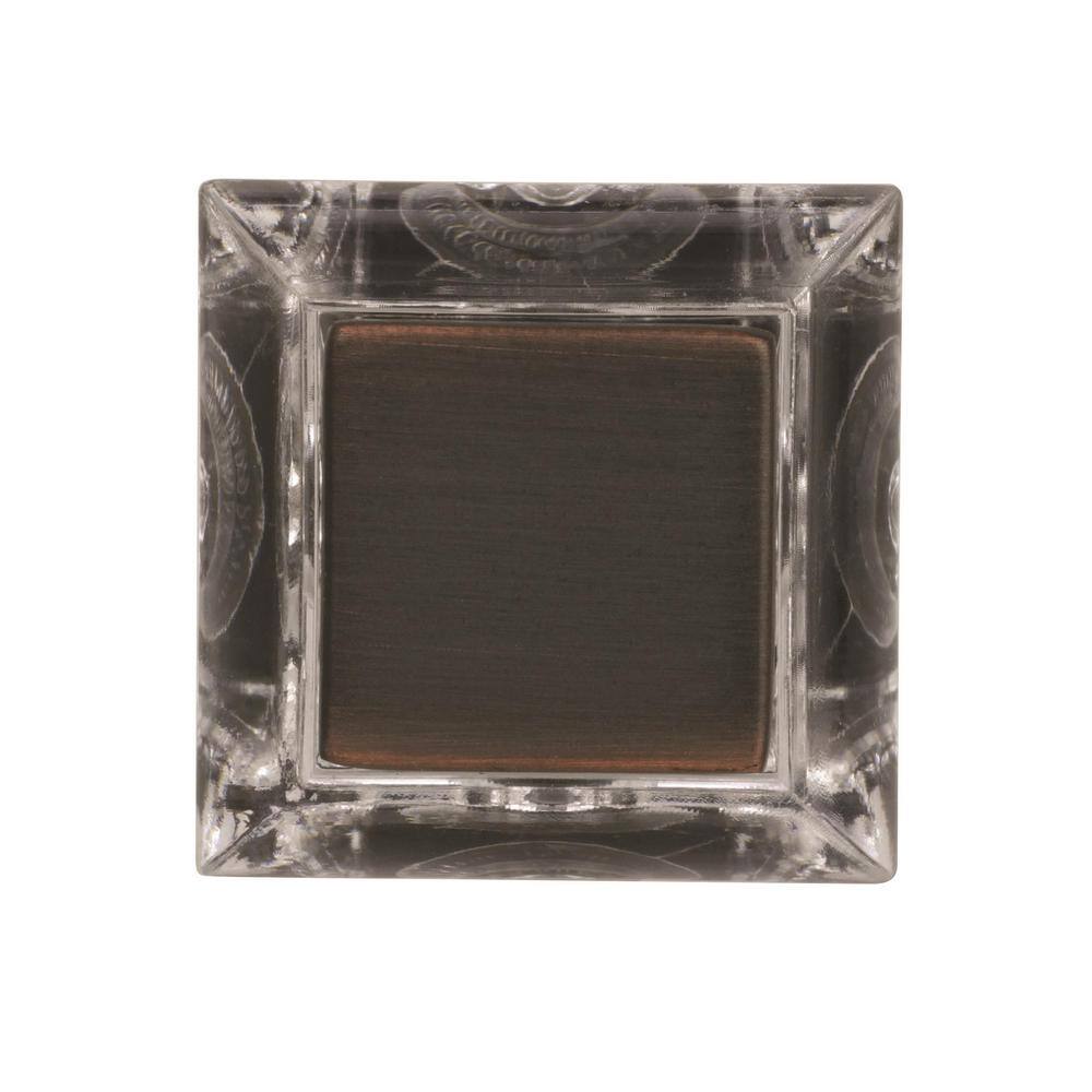 Square Clear Crystal and Oil Rubbed Bronze Cabinet Knob