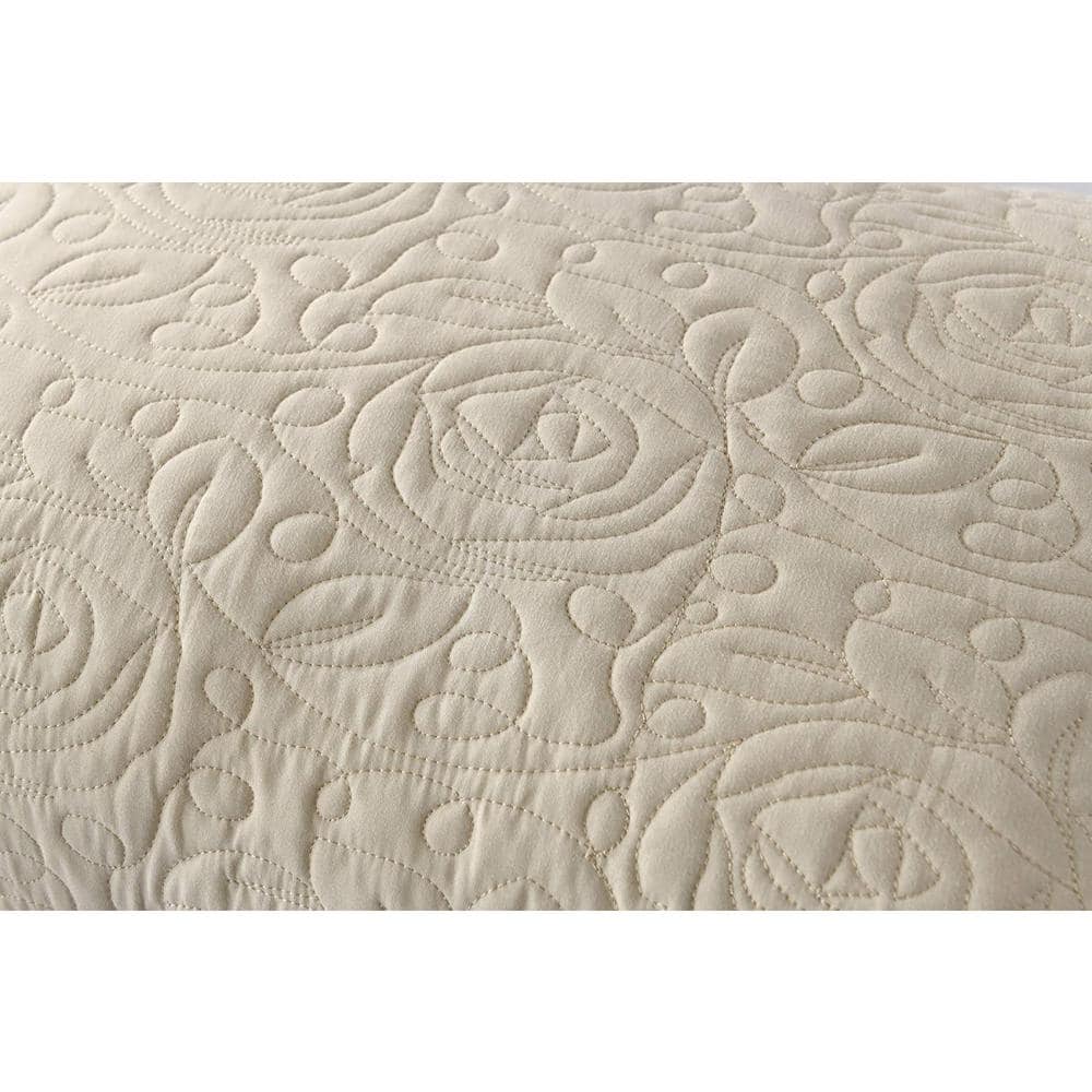 Beige Embroidered King Size Cotton Polyester Pillow Shams