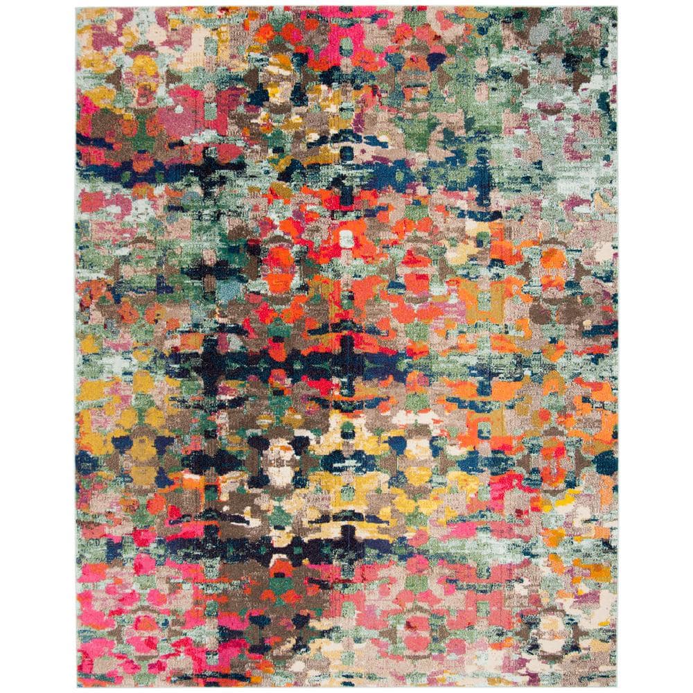 Colorful Abstract Synthetic Low Pile Area Rug