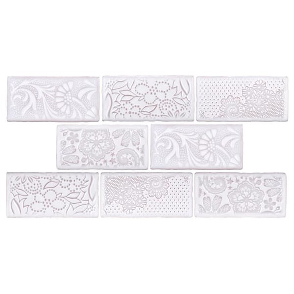 Merola Tile Antic Feelings Milk 3 in. x 6 in. Ceramic Wall Take Home Tile Sample