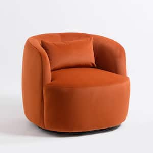 Modern Rust Velvet Fabric Upholstered Swivel Accent Arm Chair