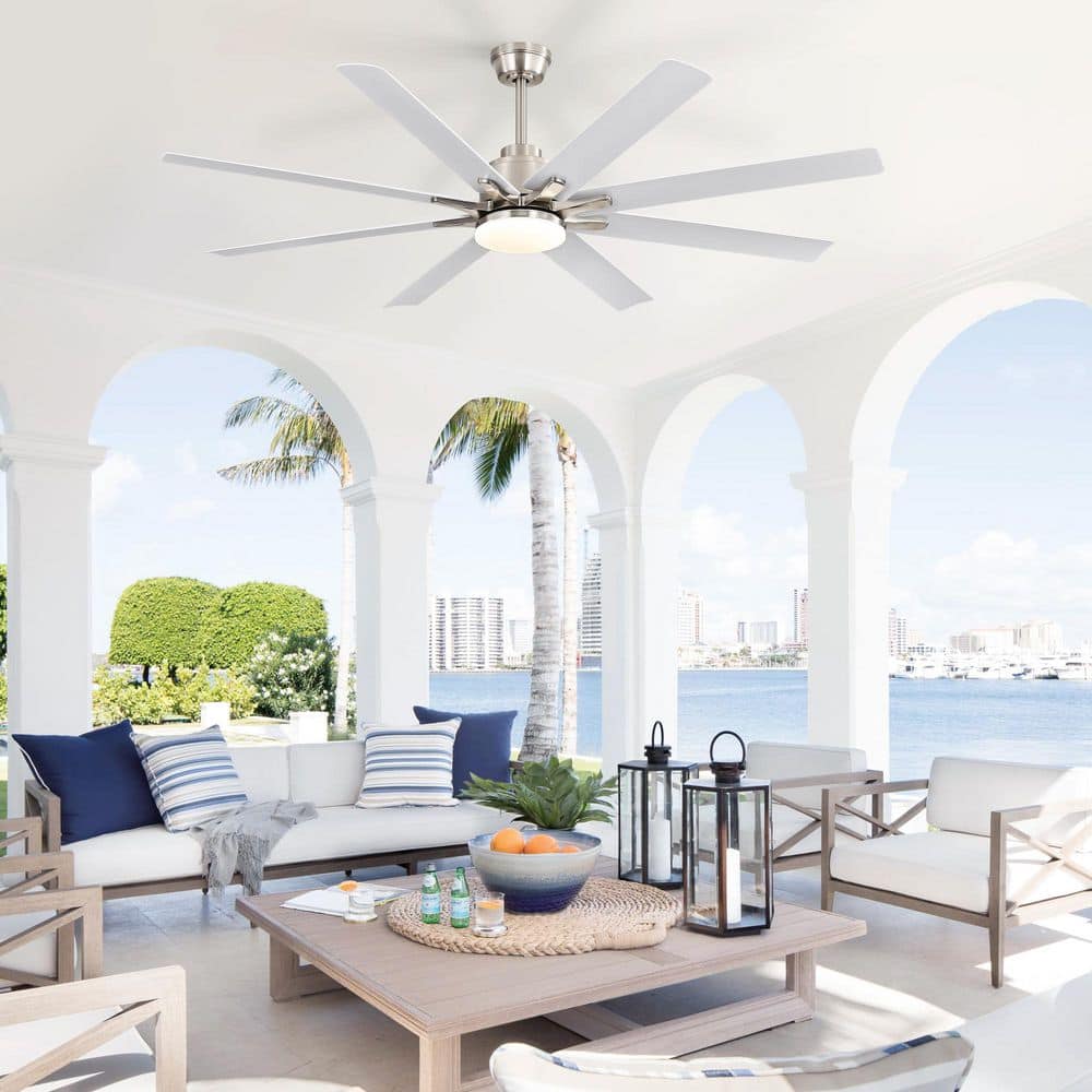 52 in. Silver Downrod Mount Standard Smart Ceiling Fan with Dimmable LED, Reversible DC Motor with Remote Included price history on PriceWatchPro