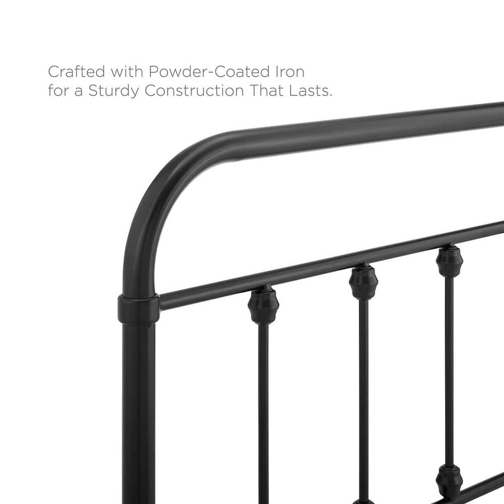Black Powder-Coated Iron Queen Open-Frame Headboard