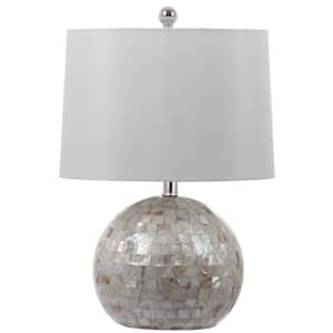 Nikki 21 in. White Shell Round Gourd Table Lamp with White Shade