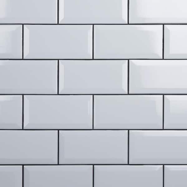 Merola Tile Crown Heights Beveled Glossy White 3 in. x 6 in. Ceramic Wall Tile (5.72 sq. ft./Case)