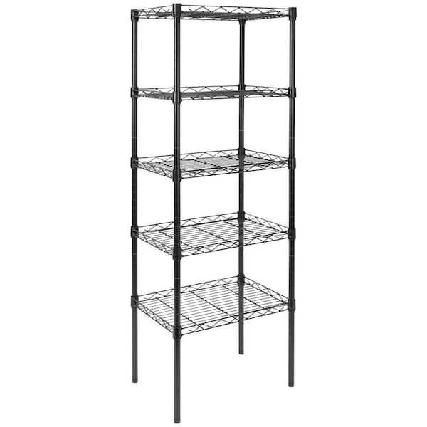 Black 5-Shelves Metal Garage Storage Shelving Unit (16.5 in. x 48.5 in. x 12 in.)