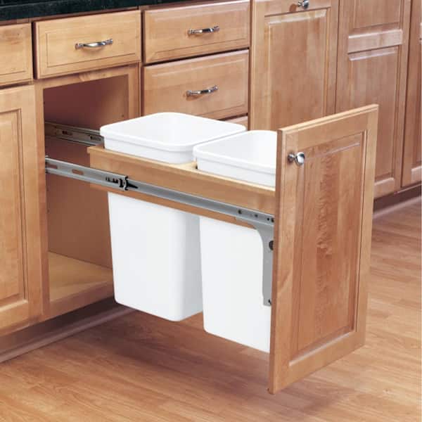 White Single 35 qt. Pull Out Top Mount Waste Bin, 11.75 in. W Cabinet Opening