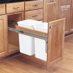 White Double 27 Qt Pull Out Top Mount Waste Bin