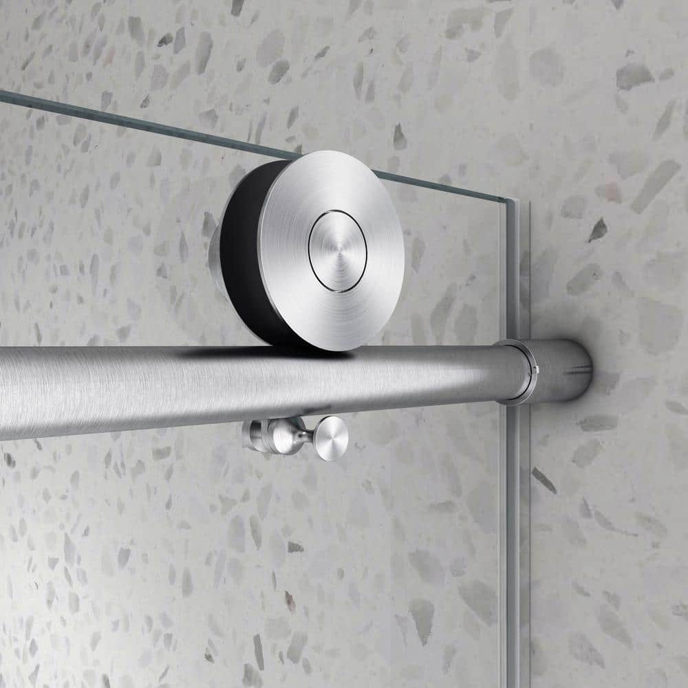 60'' Brushed Nickel Frameless Sliding Shower Door with Clear Glass
