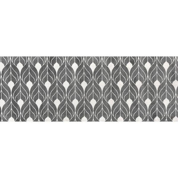 Tulle Gray Gray White 2 ft. 3 in. x 6 ft. 3 in. Runner Washable Floor Mat Area Rug
