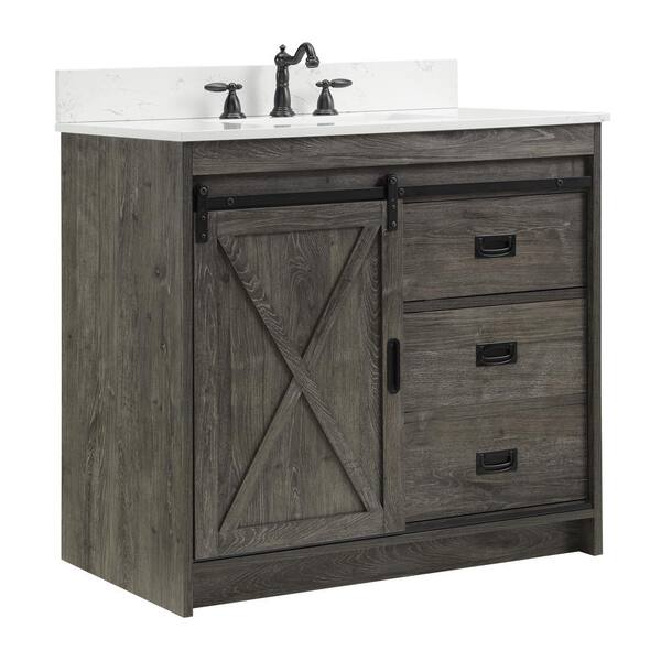 Sudio Rafter 36 In W Bath Vanity Charcoal Gray With Engineered Stone Top Carrara White Basin 36cg The Home Depot - Home Depot Bathroom Cabinets Without Sink