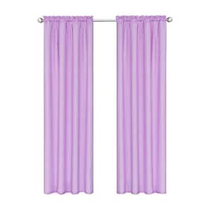 Kids Microfiber Thermaback Purple Dots Pattern Polyester 42 in. W x 84 in. L Blackout Single Rod Pocket Curtain Panel