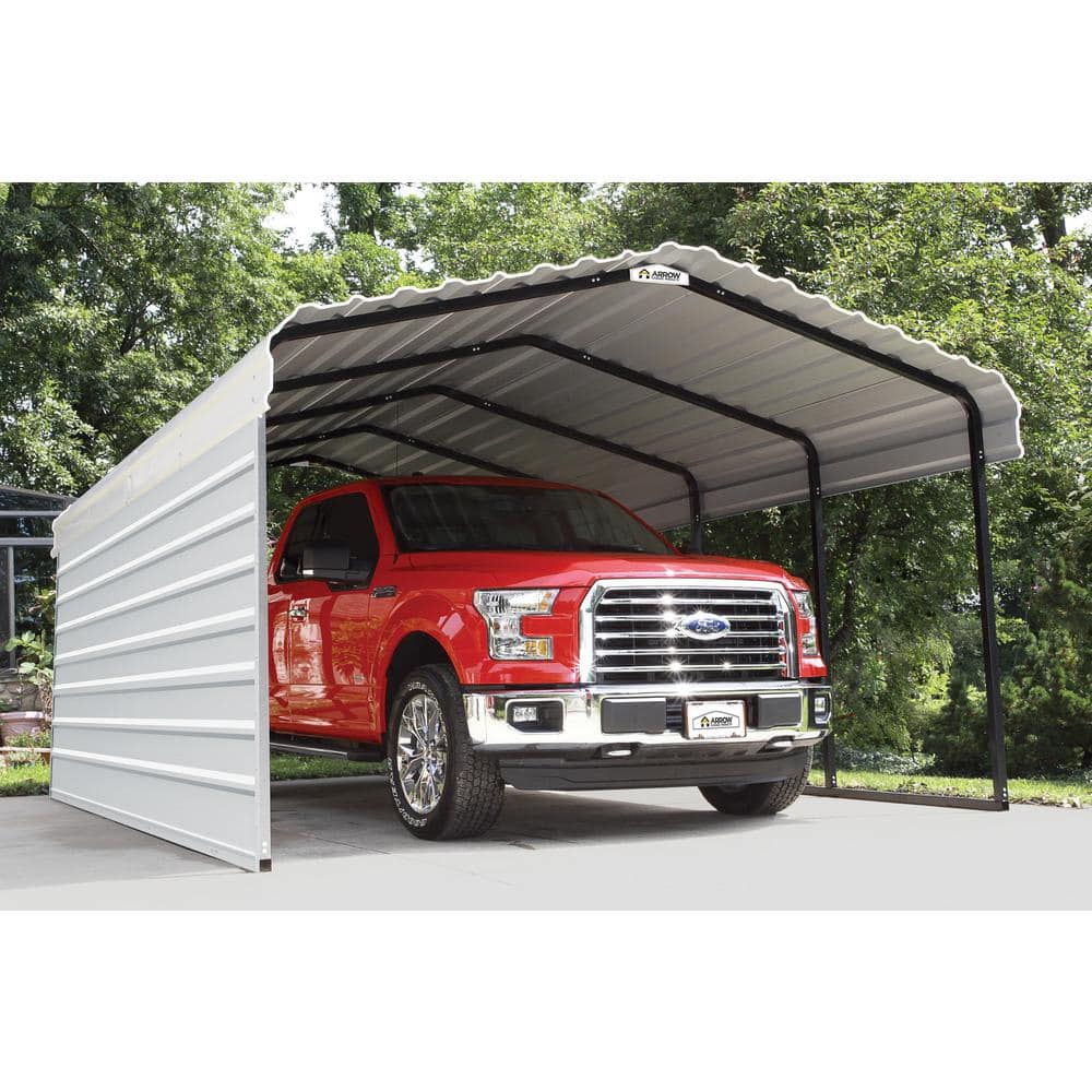 Eggshell 12' x 20' Galvanized Steel Carport Kit with Black Frame