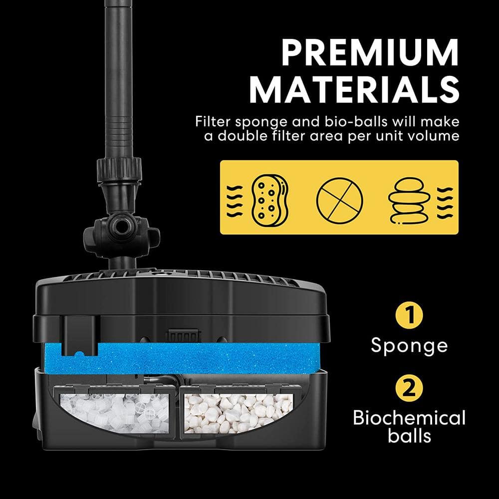 Black Rectangular Submersible Pond Filter Pump with UV Sterilizer